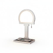 LED Tischlampe mit Handy-Ladefunktion Steve Phone Alu rund Tischlampe