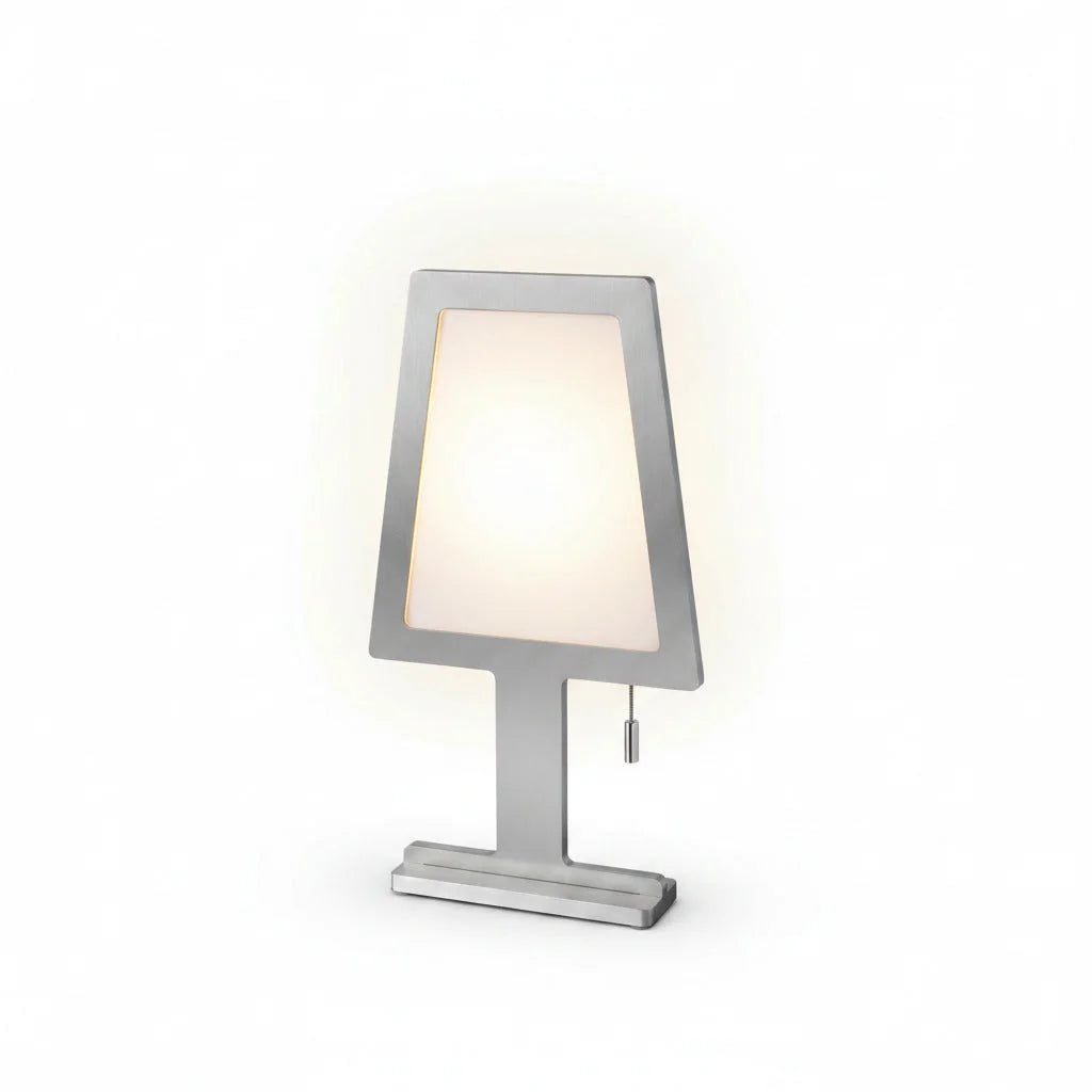 Stilisierte flache LED Tischlampe Steve Touchdimmer Alu Tischlampe