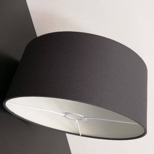 Stoff Lampenschirm anthrazit E27 35cm Baumwolle Rund – Lampenschirm Stoff