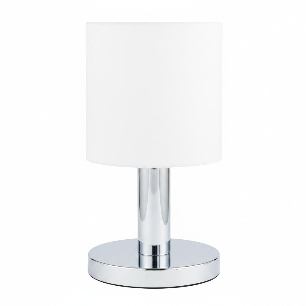Stoff Tischleuchte in Chrom mit Touch Dimmer Nada Tischlampe