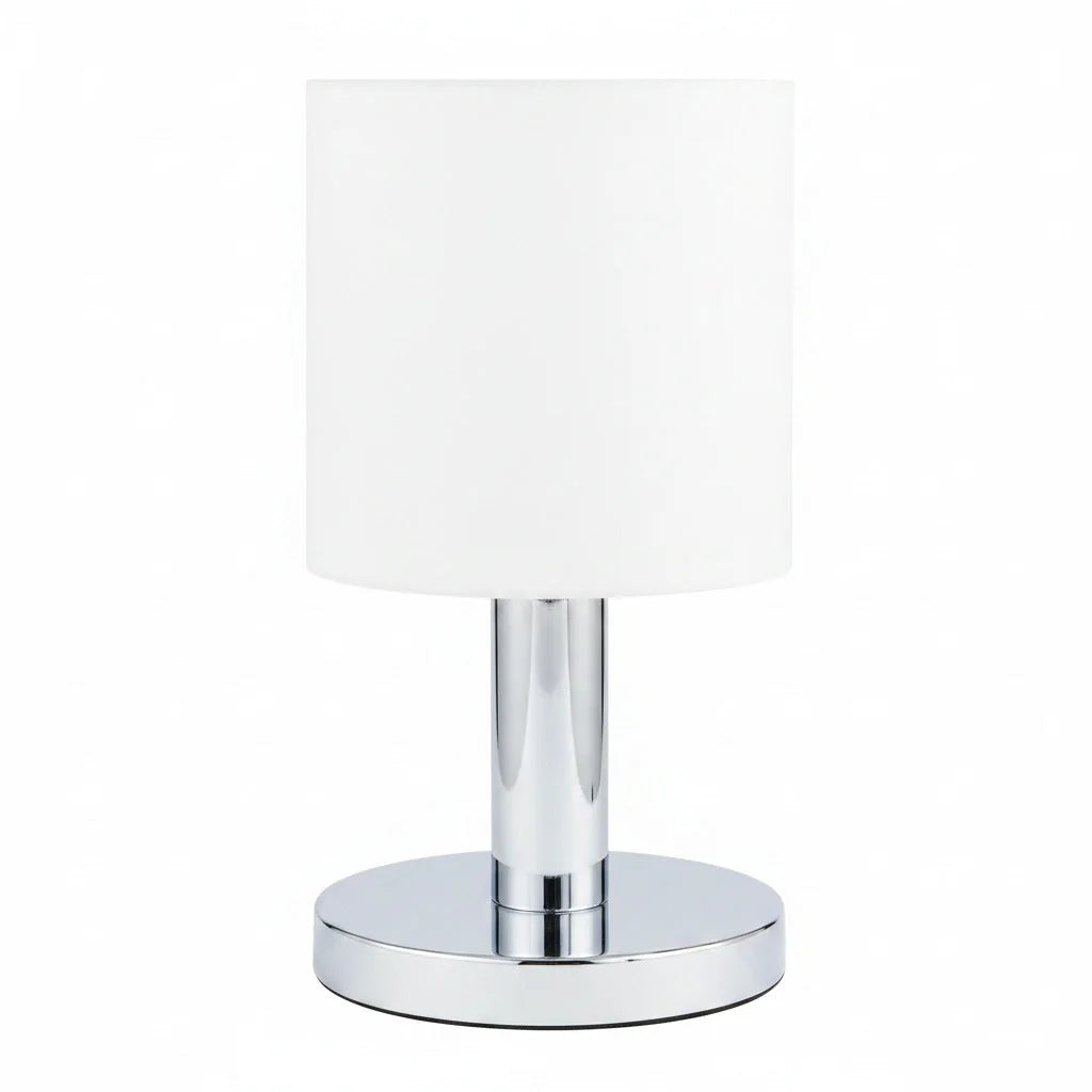 Stoff Tischleuchte in Chrom mit Touch Dimmer Nada Tischlampe