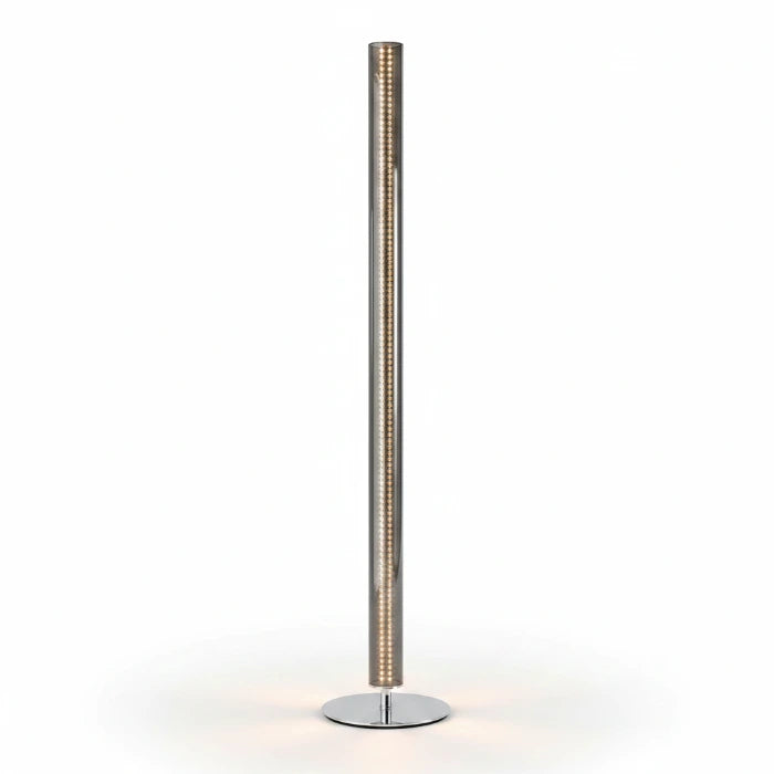 Design LED Stab Stehlampe Sunny Glas grau Chrom dimmbar