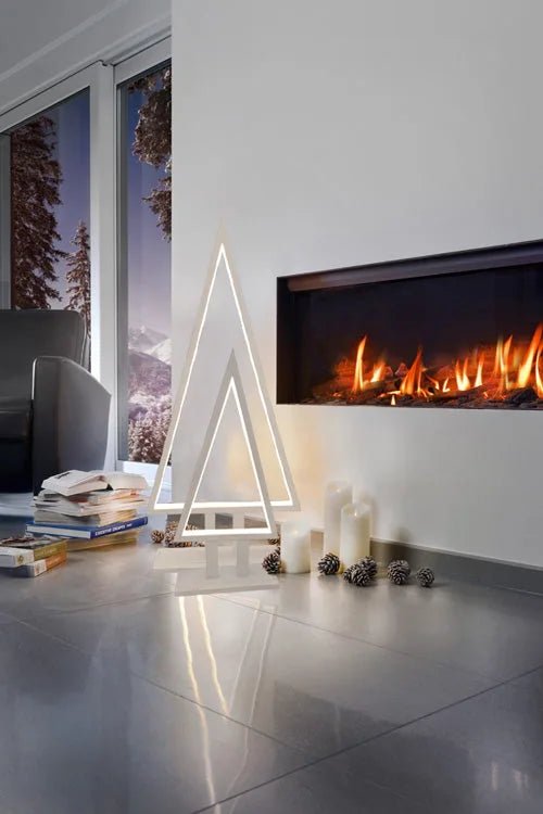 Warmweiß leuchtende Sompex LED Tannenbaum Tischlampe Holz Weiß 65 cm – stimmungsvolle Weihnachtsbeleuchtung Innenraum