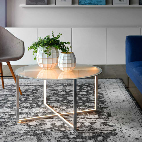 Beleuchteter LED Couchtisch Tavola mit Glasplatte rund 80cm