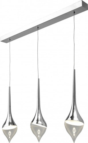 Design LED Hängelampe Tear 3flg Tropfenform Glas Chrom – Pendelleuchte dimmbar