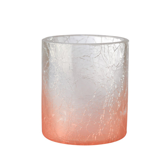 Teelichthalter aus Crush Glas pink mit Farbverlauf Glas