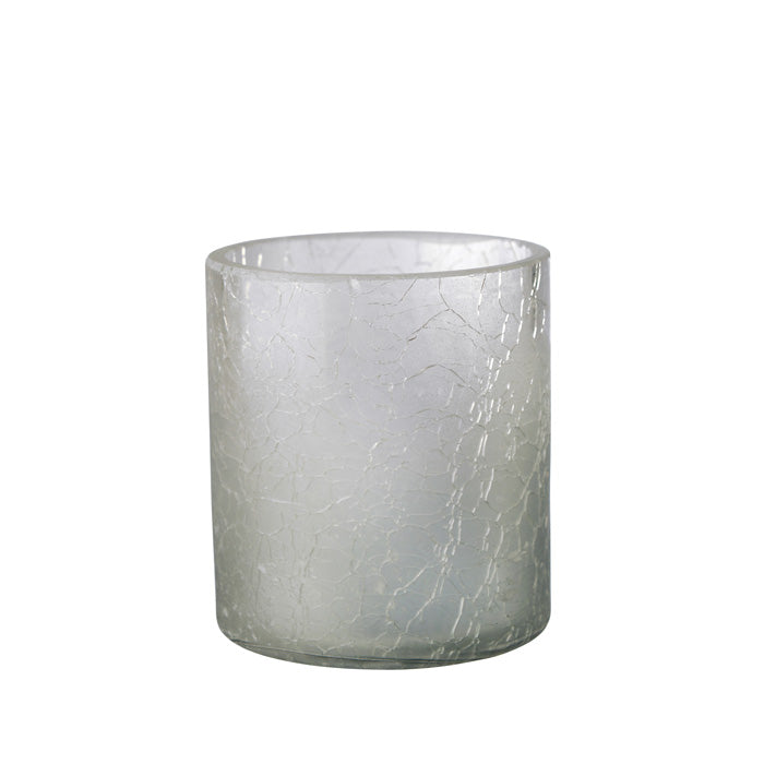 Teelichthalter aus Crush Glas grau mit Farbverlauf Glas