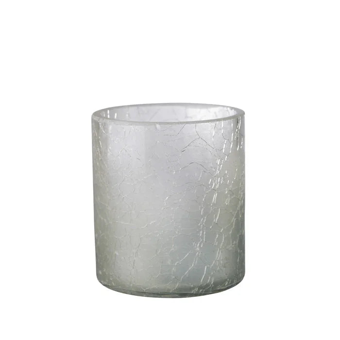Teelichthalter aus Crush Glas grau mit Farbverlauf Glas
