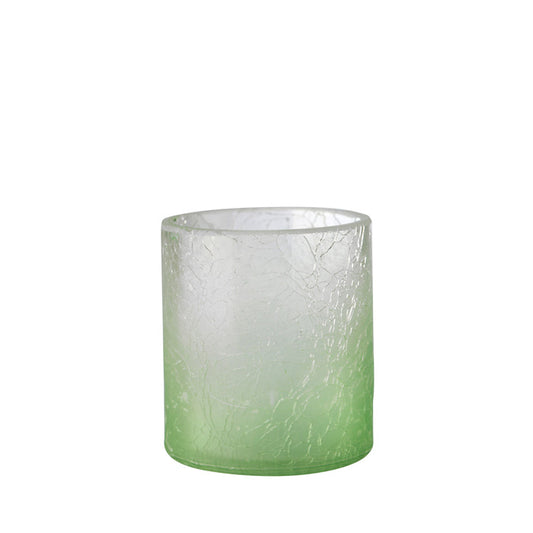 Teelichthalter aus Crush Glas grün mit Farbverlauf Glas