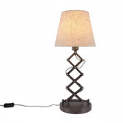 Tischlampe höhenverstellbar mit Scherenarm Stoffschirm beige E27 Tischlampe