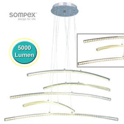 Stripe 72W LED Pendelleuchte Chrom Balkenleuchte Acryl 5x Stäbe – Pendelleuchte dimmbar