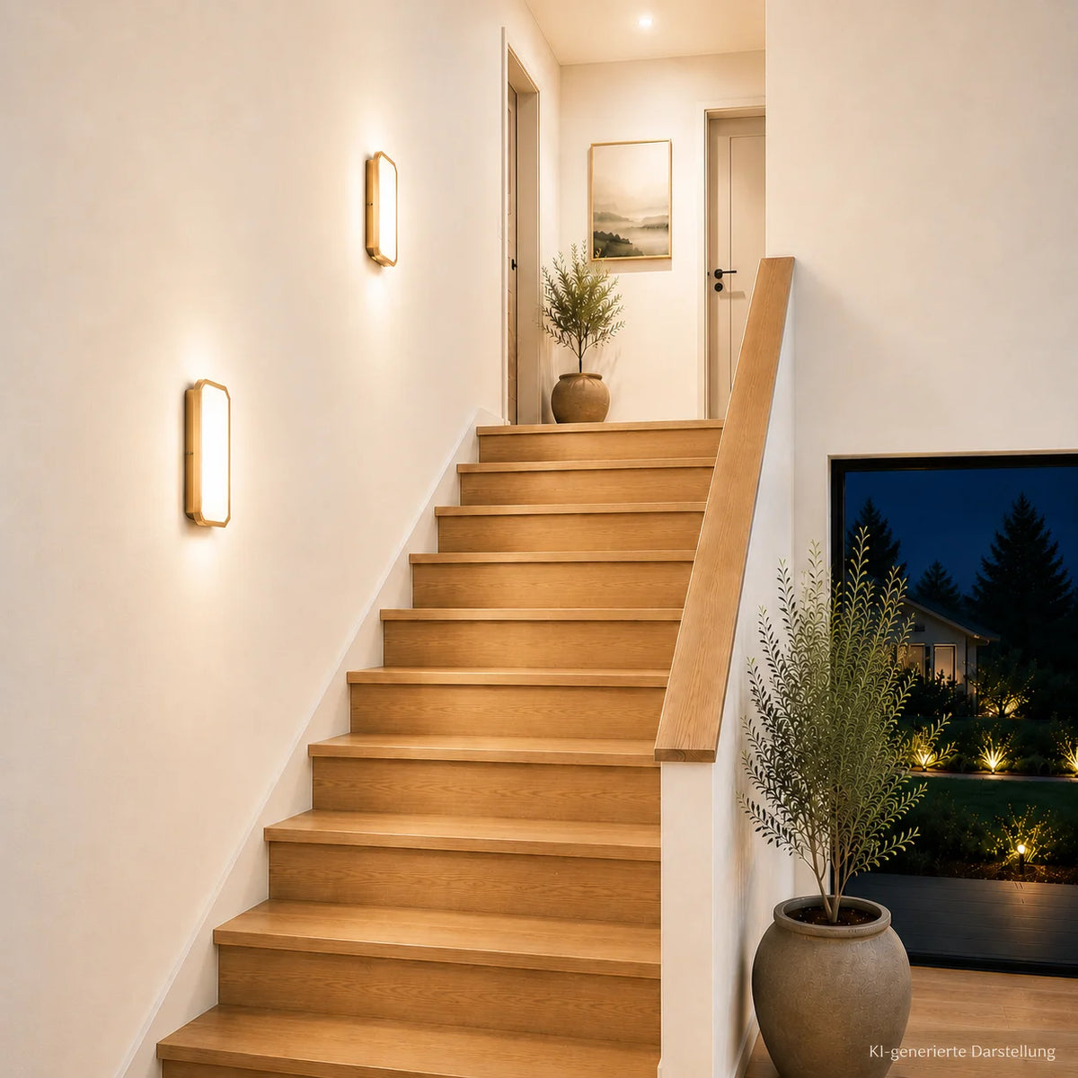 LED Wandleuchte Hendrik mit Schalter – Messing Gold, flach 5,5 cm, 880 lm, warmweiß