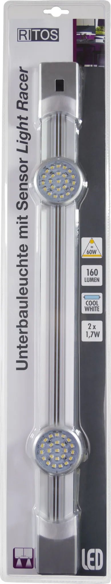 RITOS LED Unterbauleuchte Lightracer 60 cm mit Aluminiumgehäuse und klarer Glasabdeckung