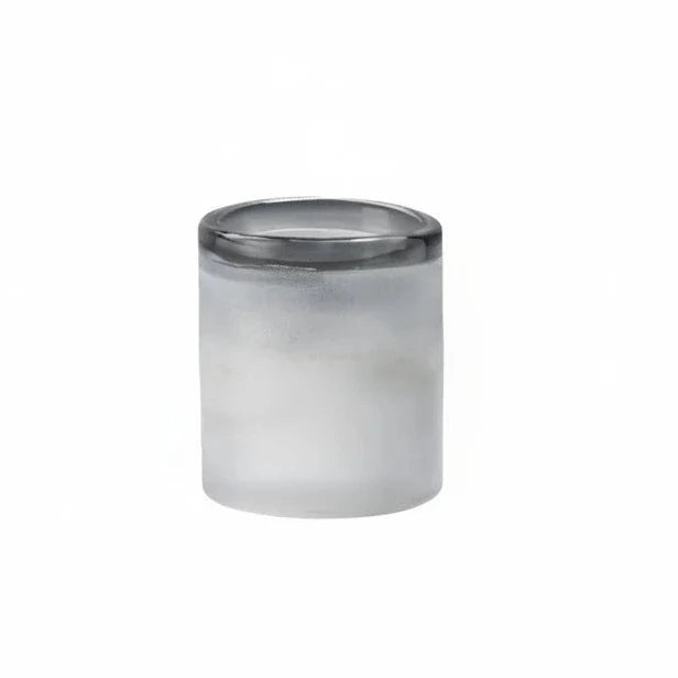 Gefrostete Blumenvase Windlicht aus Glas weiß klein mundgeblasen, Handwerkskunst