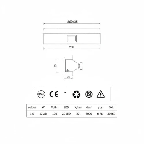 LED Lichtleiste Wandeinbauleuchte Ginevra aus rostfreien Edelstahl kaltweiß 26cm 12V IP43 leonardo relco 30860 