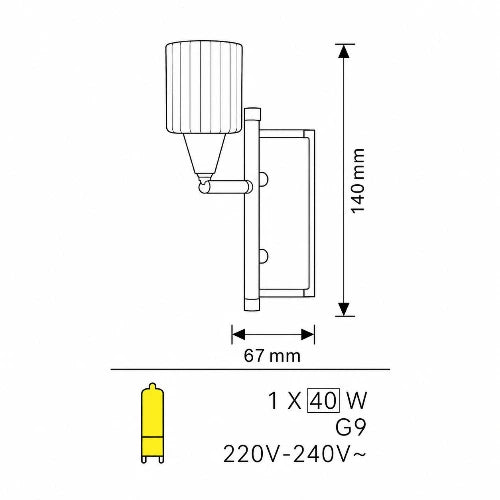 Kleine Wandleuchte Spira Messing mit geriffelten Glas klar G9 dimmbar wandfackel gold mit lampenglas klar eglo 83747 14cm hoch 6,7cm auslage 230V g9 max 40w