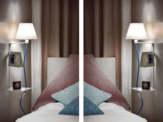 Wandlampe Schlafzimmer mit Ablage Schalter & Kabel blau