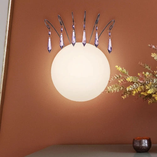 wandleuchte mit pinken glitzer kristallen kinderzimmer mädchen princess runde wandleuchte aus glas mit lila kristallen