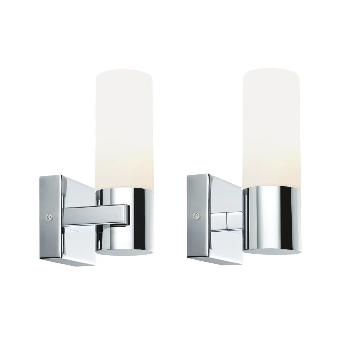 Spiegelleuchte Gemini Chrom satinierten Glas weiß 2er Pack IP44 Wandfackel Paulmann 703.54