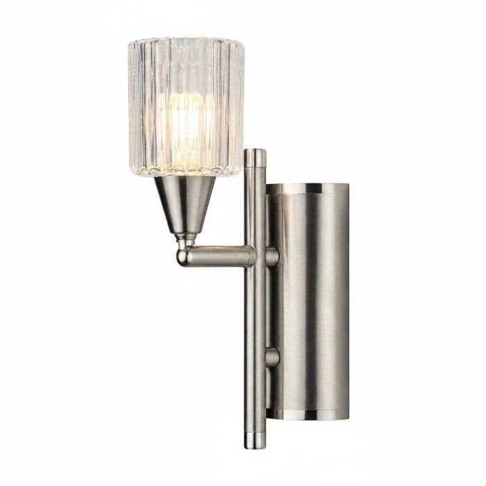 Kleine Wandleuchte Spira Messing mit geriffelten Glas klar G9 dimmbar wandfackel gold mit lampenglas klar eglo 83747