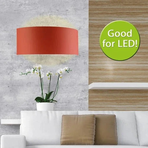 Halbrunde Wandleuchte mit Stoffschirm rot flach E14 – Wandleuchte LED