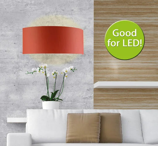 Halbrunde Wandleuchte mit Stoffschirm rot flach E14 – Wandleuchte LED
