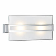 Flache LED Glaswandleuchte in Chrom mit satiniert weißem Glas und transparentem Rand – Honsel Luz 29852