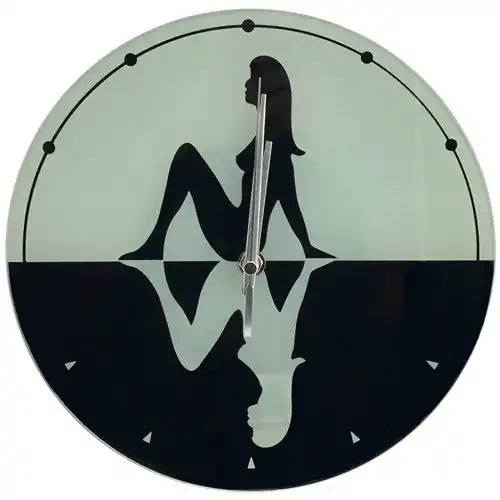 Fashion Wanduhr aus Glas schwarz weiß sexy Frau