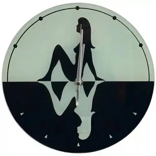 Fashion Wanduhr aus Glas schwarz weiß sexy Frau