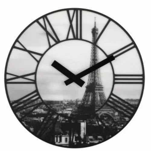 Wanduhr schwarz weiß grau 39cm Paris Romantik 3D römische Ziffern