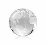 Globus Glaskugel 7 cm aus klarem Vollglas mit geätzter Weltkarte als Design-Dekokugel
