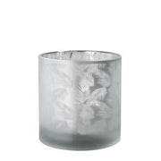 Windlicht Vase aus Glas weiß silber mit Farn 15cm Glas