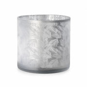 Windlicht Vase Awhia von Sompex aus weiß-silbernem Glas mit dekorativem Farnmuster, 20 cm
