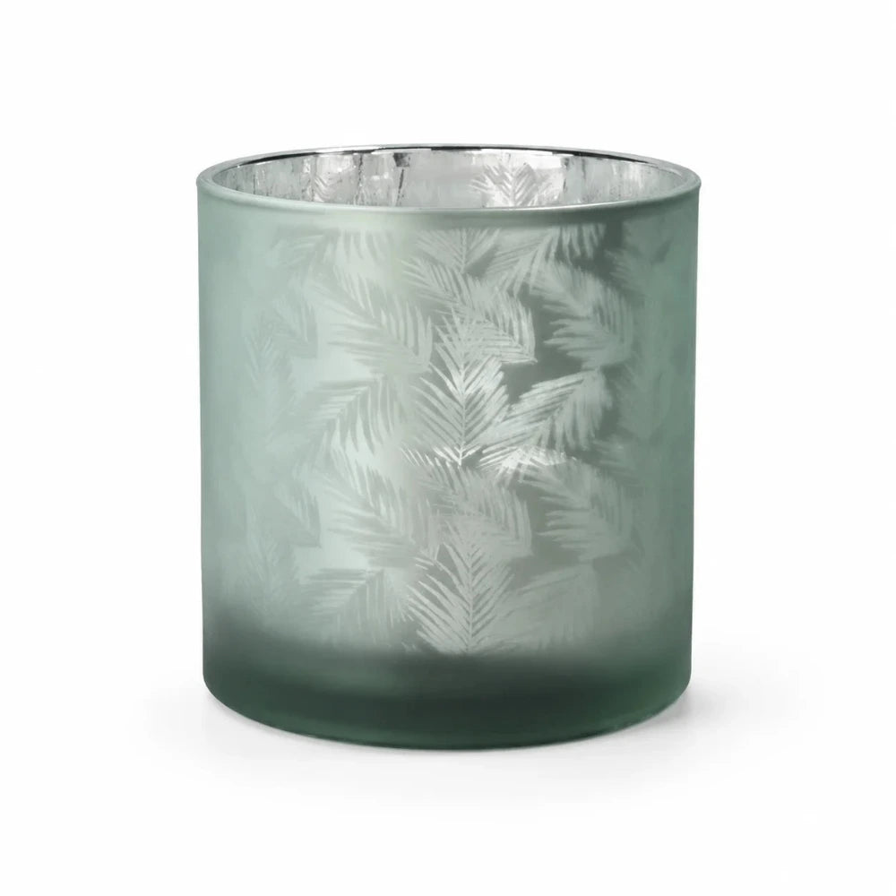 Windlicht Vase aus Glas in Grün-Silber in hochwertiger Produktansicht