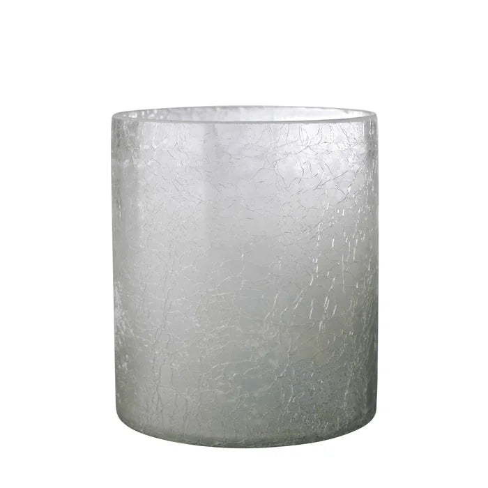 Teelichthalter aus Crush Glas groß grau mit Farbverlauf Glas