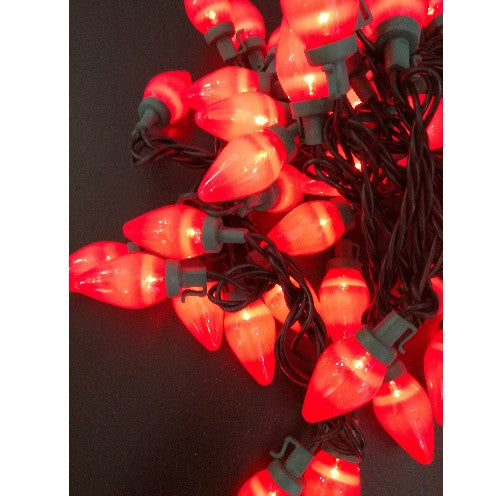 LED Lichterkette Zapfen rot glatt innen 5m, 50er