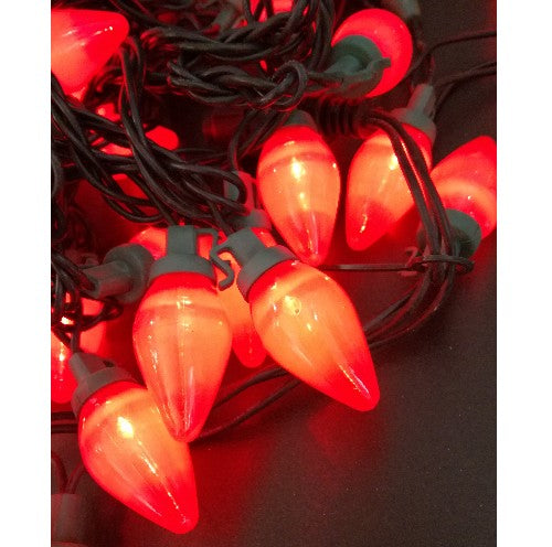 LED Lichterkette Zapfen rot glatt innen 5m, 50er