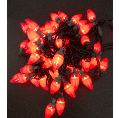 LED Lichterkette Zapfen rot glatt innen 5m, 50er