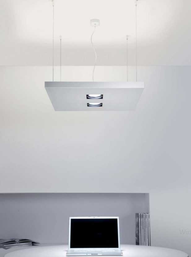 ZENO Q2 Büro-Hängelampe quadratisch weiß Lichtauslass oben und unten
