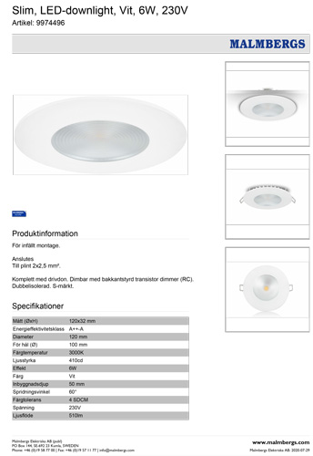 7-led-downlight-rund-einbauleuchte-dimmbar-12cm-warmweiss-flach-ip44-bad-230v-rund-einbauspots-sehr-flach-MD-malmbergs-9974496-saasil-de LED Einbauleuchte Downlight dimmbar slim rund 12cm IP44 Bad Deckenspot ? Einbaustrahler LED dimmbar Badezimmer ? Spot Decke LED Spots 230V zum dimmen günstig