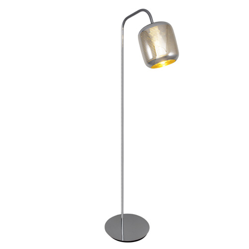 Stehlampe Bright mit runden Schirm Acryl klar silber schimmernd | SW13049