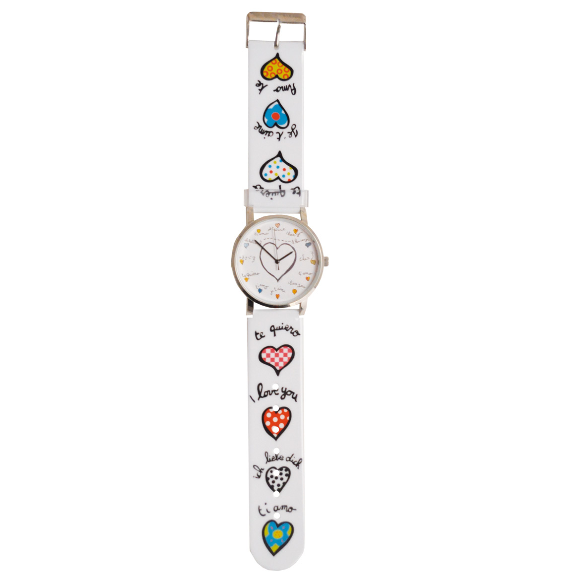 loving-you-watch-armbanduhr-6008-46cm Moderne Armbanduhr weiß mit bunten Herzchen