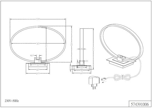 LED Tischlampe Corland Ringform Dimmer SW13232 Touch | Chrom