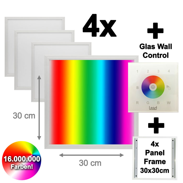 4x RGB LED Anbau Panel 30x30cm PDC30 + Touch Schalter