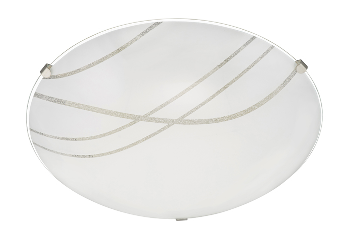 Runde LED Deckenleuchte NOVO Glas weiß mit glitzernden Streifen 25cm  Briloner 3295-116