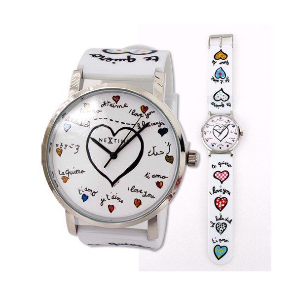 loving-you-watch-armbanduhr-6008-46cm-4 Sportliche Armbanduhr für Mächen und Damen weiß bunt mit Herzchen