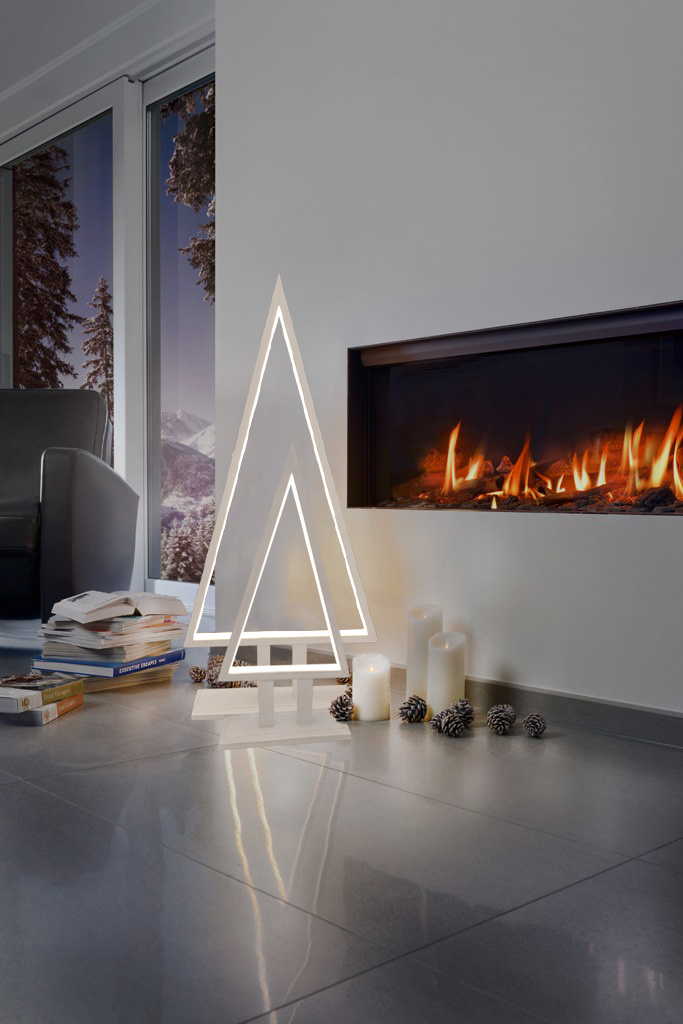 pine-ambiente-neu-kontrast 2er Set LED Tannenbaum Tischlampe Holz weiß Weihnachtsbaum