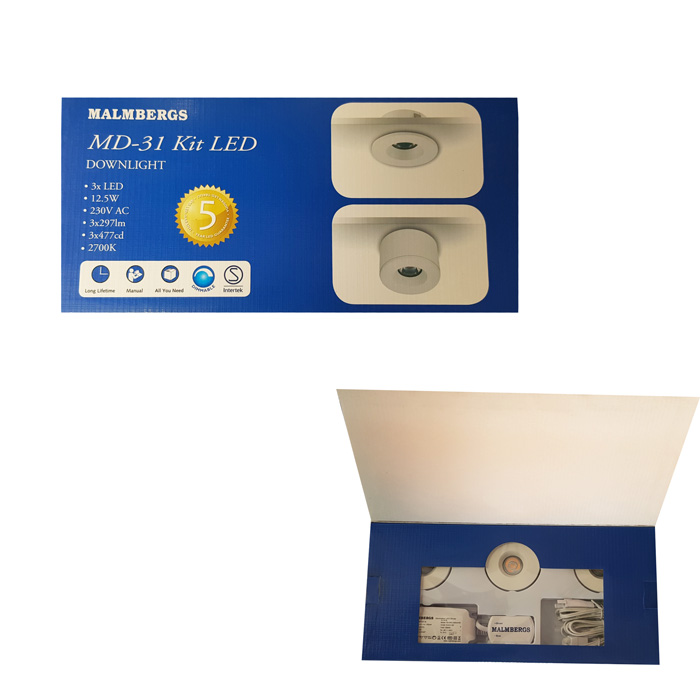 md-31-led-it-weiss-malmbergs-9974494 3er Set LED Spots Einbau & Aufbau dimmbar weiß IP44 55mm MD-31 LED Kit Malmbergs 9974494