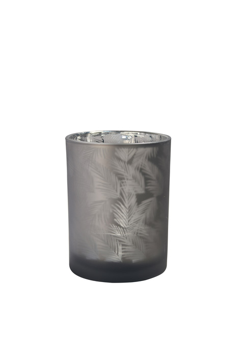 windlicht-grau-braun-teelichthalter-kerzenglas-10cm-awhia-43830-sompex-saasil Windlicht bzw Vase aus Glas mit Dschungel- Farnmuster außen grau braun innen silber ? Mittlere Vase Awhia Teelichthalter von Sompex 43830 ?